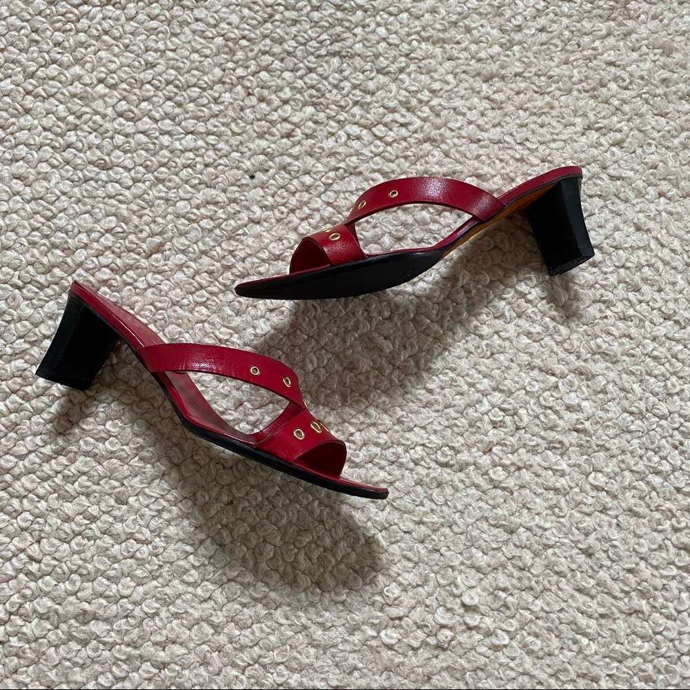 Giancarlo Paoli strappy red leather mule sandals